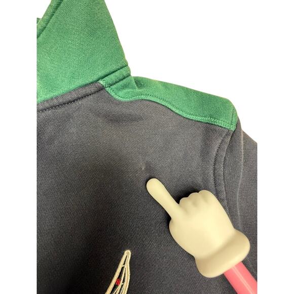 "Nautica" 1/4 Mens Sweatshirt Navy /Green Pockets L Chest Logo SZ M Colorblock - Picture 3 of 10